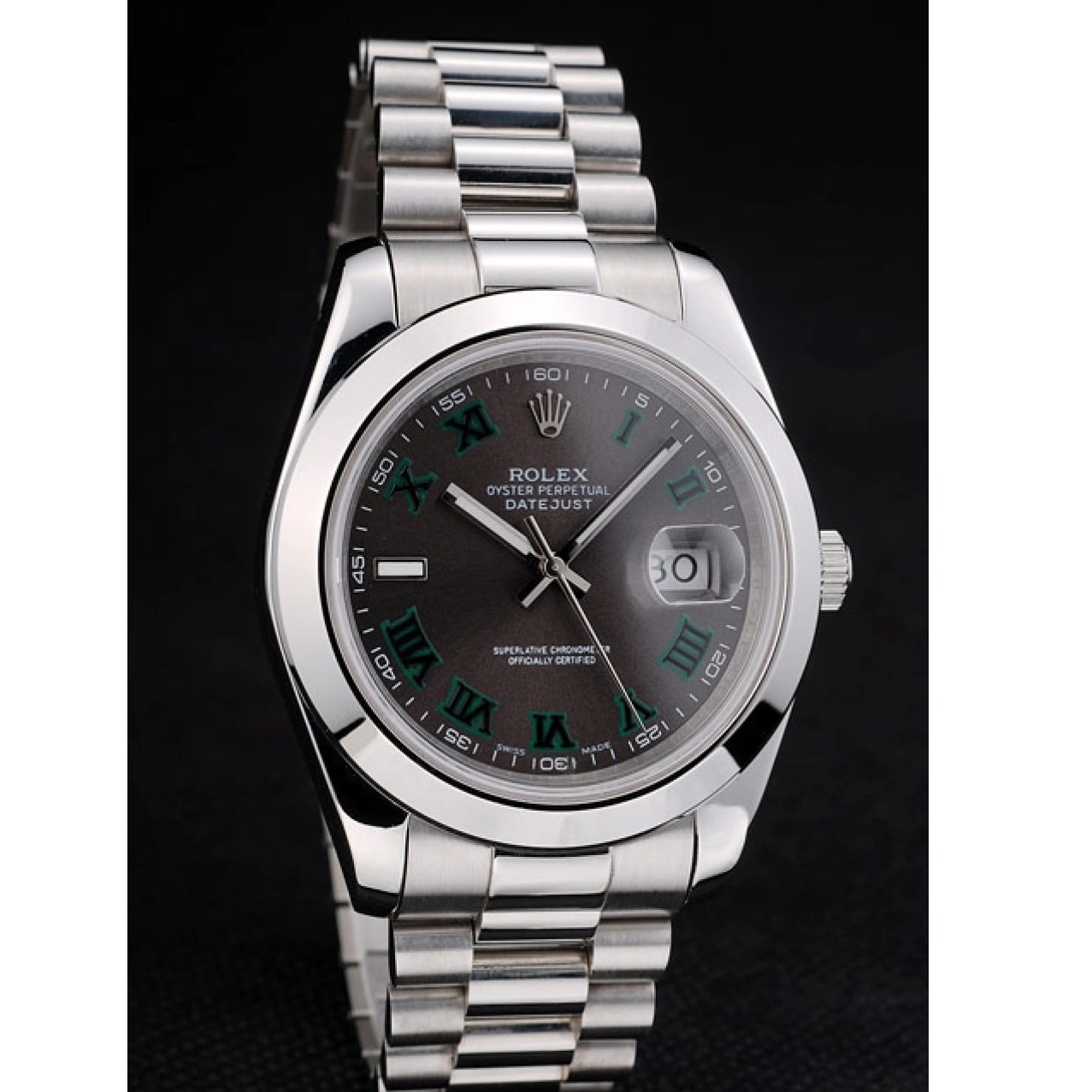 Aaa replica watch Grey Swiss Rolex Stainless Bezel DateJust Polished Dial Steel 42000 0617